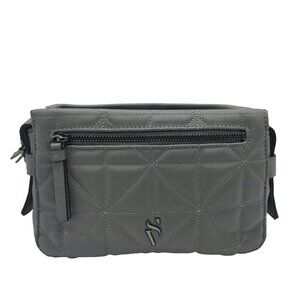 Vera Wang Grey Quilted Faux Leather Crossbody Bag